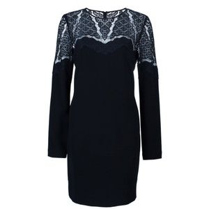 DVF Black Lace Dahlia Long Sleeve Mini Dress